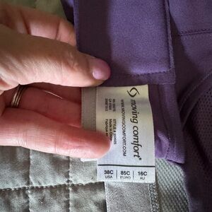 Purple adjustable moving comfort sports bra. High impact 38C
